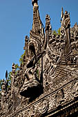 Myanmar - Mandalay, Shwenandaw Kyaung (the Golden Palace) a wonderful example of the Burmese unique teak architecture and wood-carving art. 